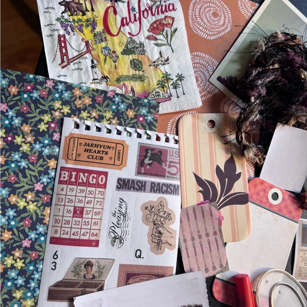 Junk journal supplies giving Boho, farmer market at sunset vibes, 80+ pieces! - Picture 3 of 5